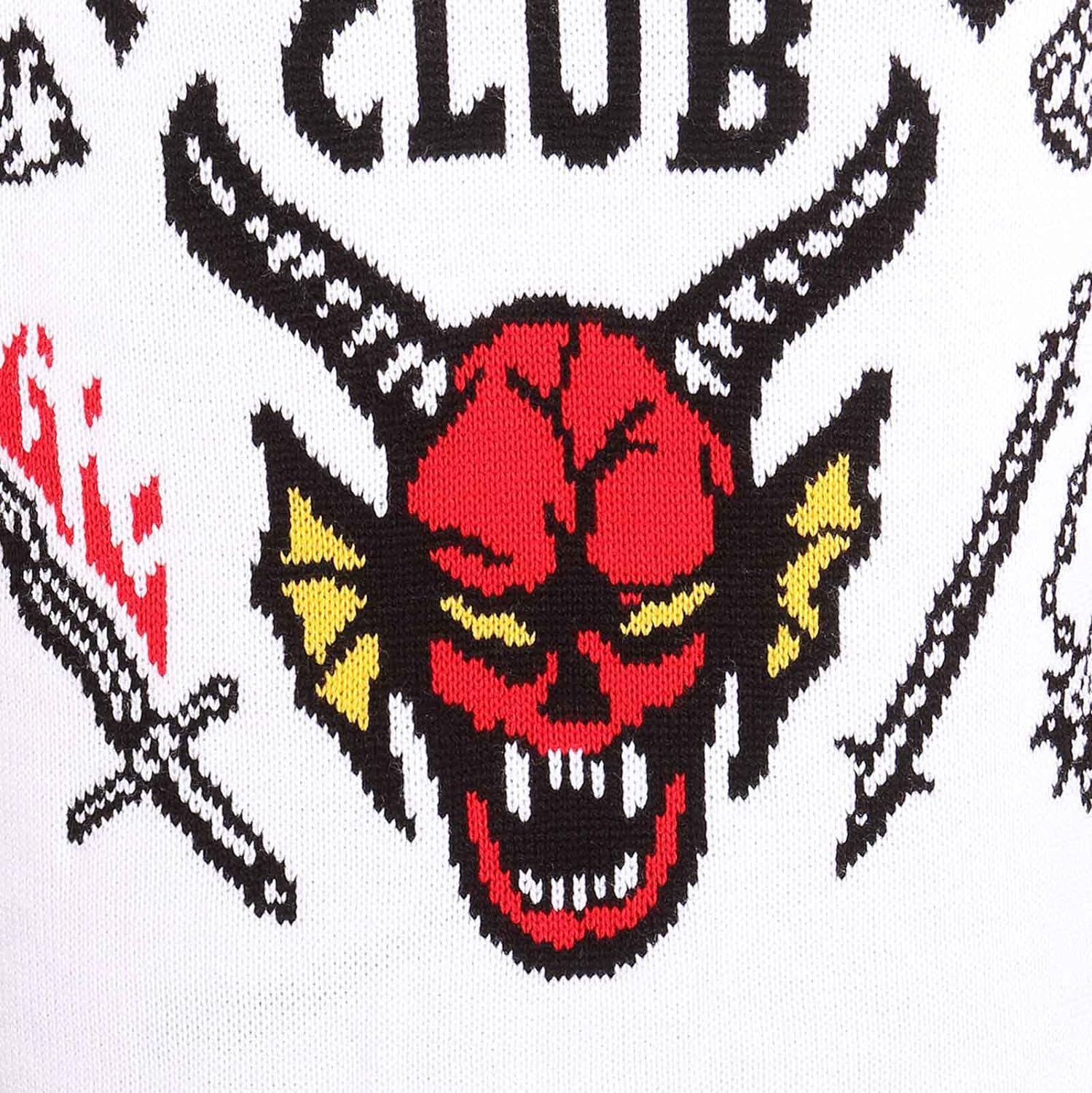 Stranger Things Christmas Jumper Hellfire Club Collage Unisex Ugly Sweater XL white