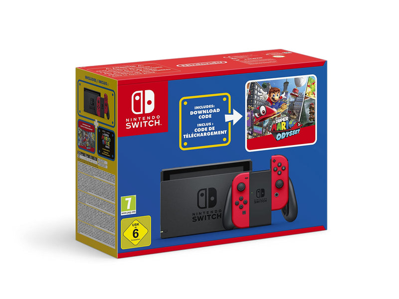 Nintendo Switch Console - Red Joy-Con + New Super Mario Odyssey (Uk) (Switch)