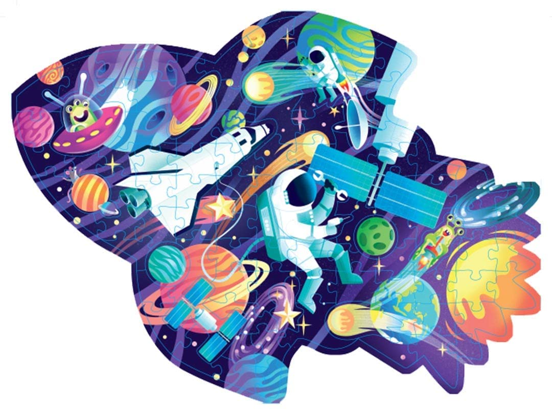 Junior Jigsaw 100-Piece Shiny Shaped Jigsaw: Cosmic Space Mission