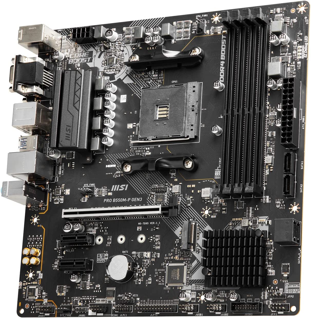MSI PRO B550M-P GEN3 Motherboard, Micro-ATX, AM4 - AMD Ryzen 5000 Ready - DDR4 Boost 4400+MHz/OC, PCIe 3.0 x16 Slot, 1 x M.2 Gen3 Slot, 1G LAN Micro-ATX PRO B550M-P GEN3