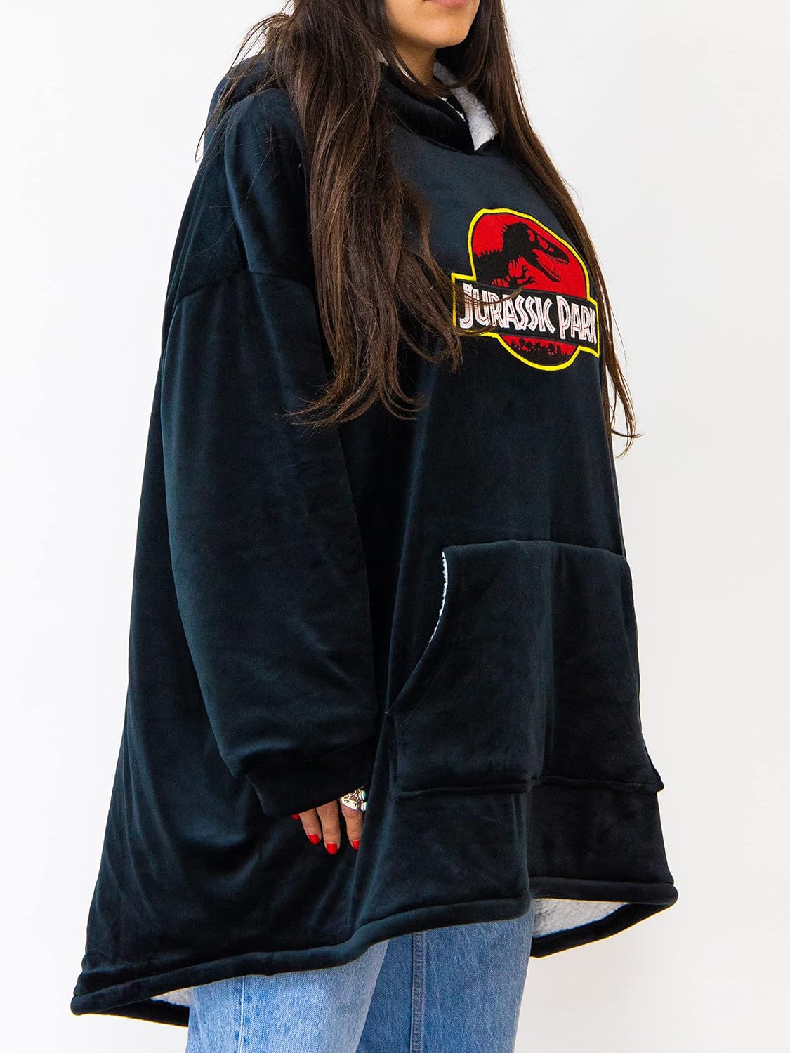 cotton division Jurassic Park UXJUPAMSP001 Sweatshirt à Capuche, Noir, Taille Unique Mixte