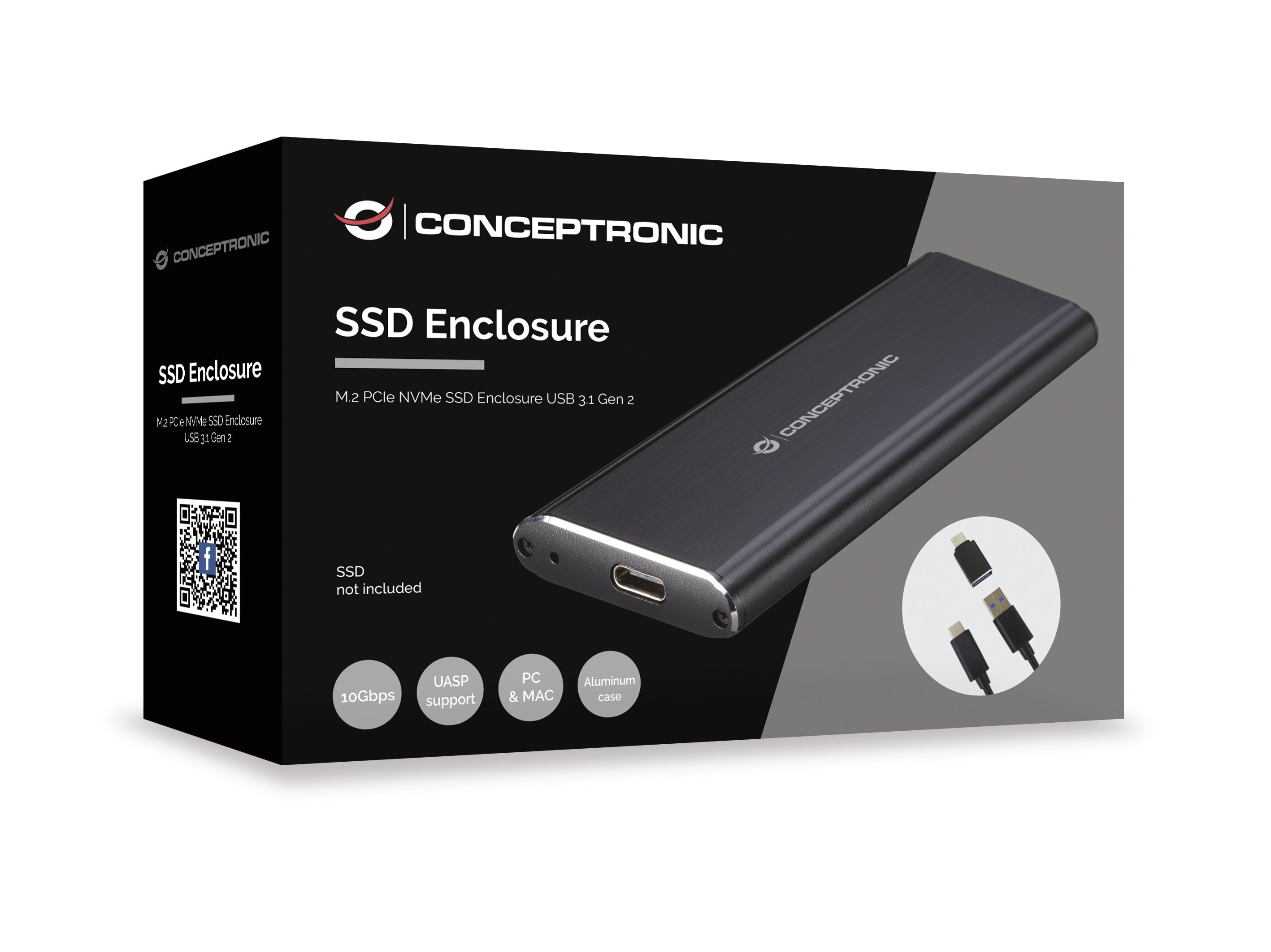 Conceptronic DDE01B storage drive enclosure SSD enclosure Black M.2