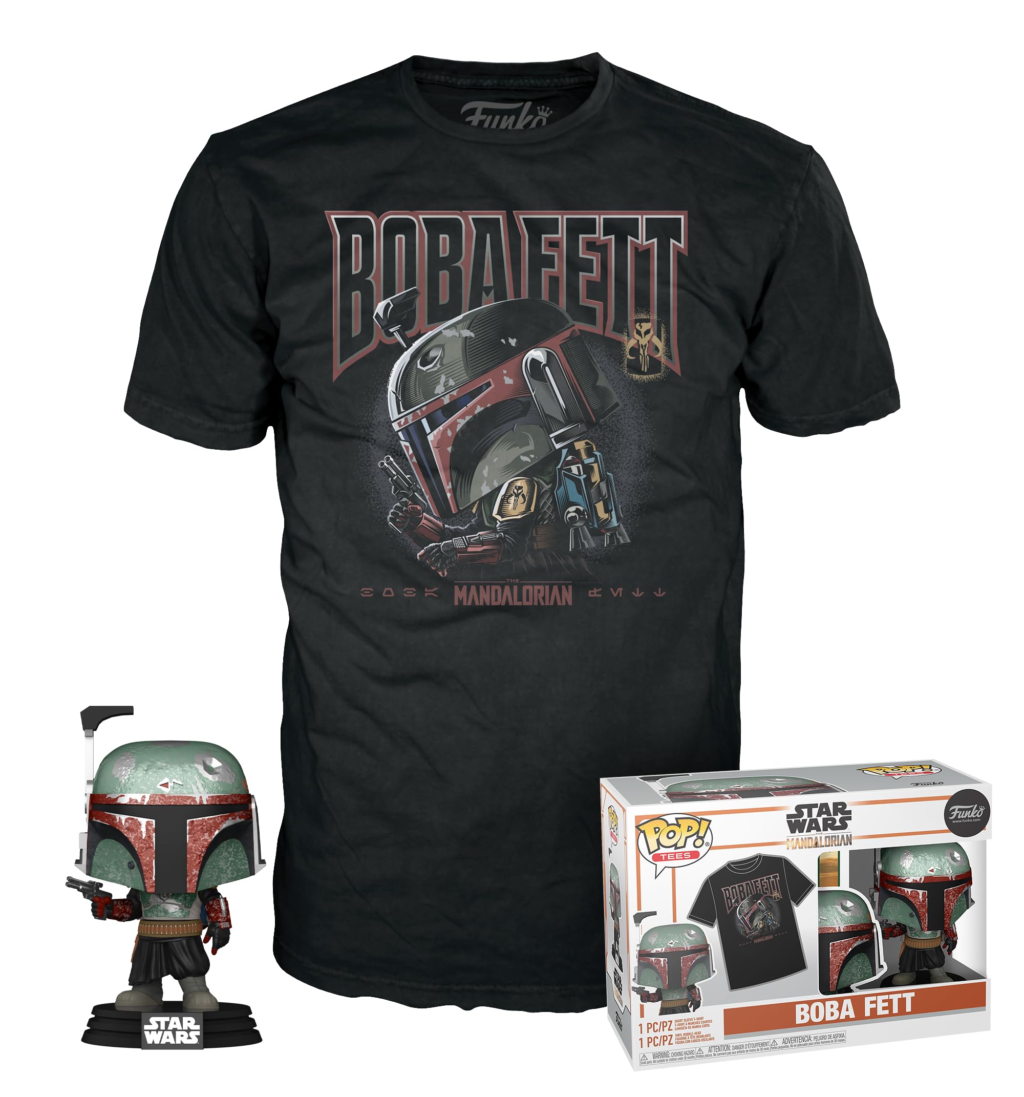 Funko Pop! & Tee: Tar Wars - Boba Fett - Small - (S) - Star Wars - T-Shirt - Clothes With Collectable Vinyl Figure - Gift Idea - Toys and Short Sleeve Top for Adults Unisex Men and Women