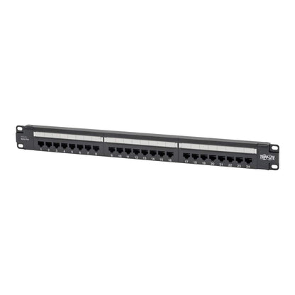 Eaton Cat6 24-Port PoE+ Patch Panel, RJ45 Ethernet, 1U Rackmount, EIA/TIA 568A/B Wiring Standards for 110 & Krone Terminations, Black (N252-P24) 24 Port