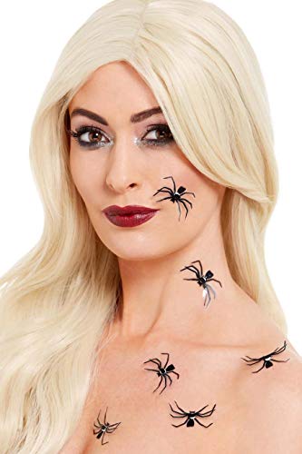 Smiffys Smiffys Make-Up FX, 3D Spider Stickers, Black