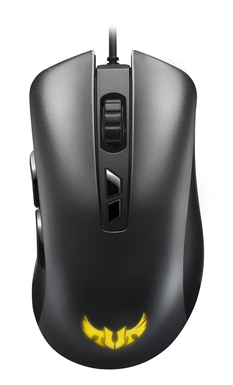 ASUS TUF Gaming M3 ergonomic wired RGB gaming mouse with 7000-dpi sensor, lightweight build, durable coating, heavy-duty switches, seven programmable buttons and Aura Sync Wired black