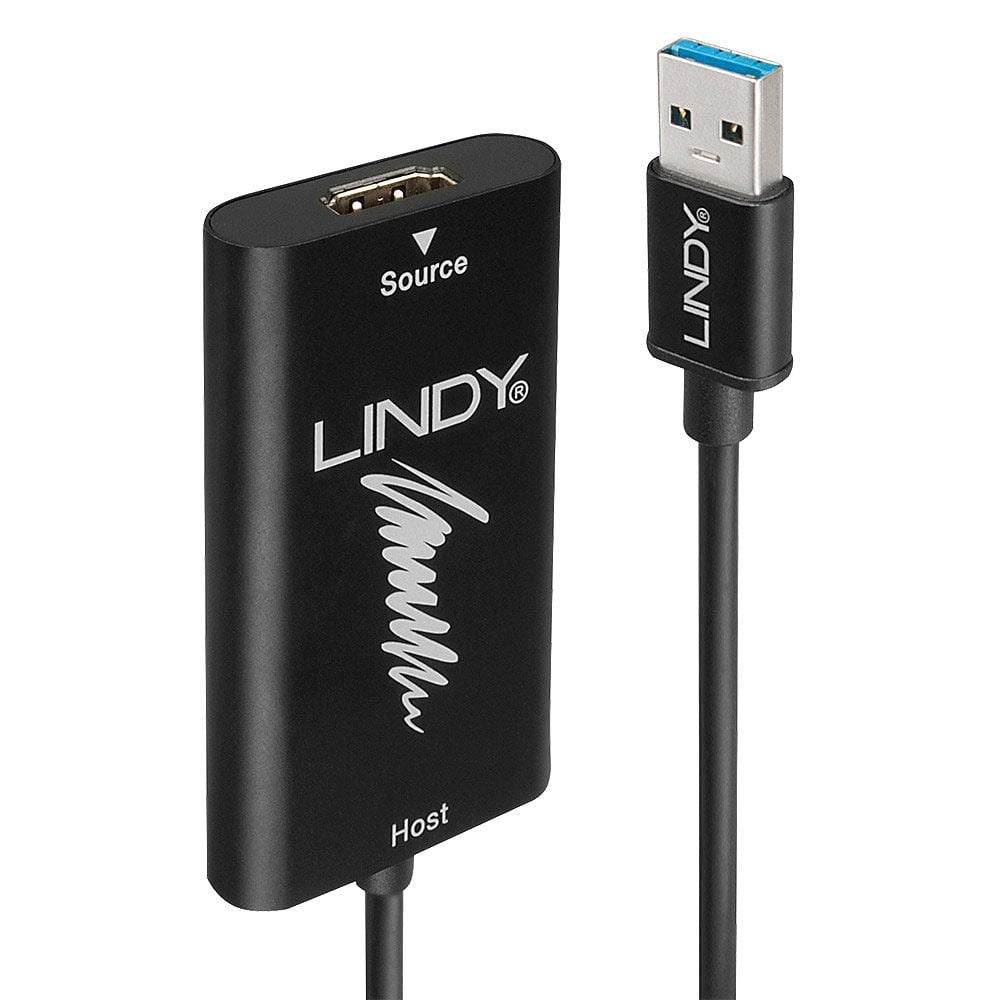 LINDY Video Capture Device, HDMI to USB 3.0, 1920x1080p 60FPS, Broadcast Live & Record via DSLR, Camcorder, ActionCam, for use with Teams, Zoom, Skype & Live streaming with OBS, Xsplit, Shadowplay