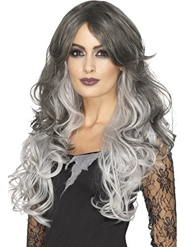 Smiffys Deluxe Gothic Bride Wig, Grey