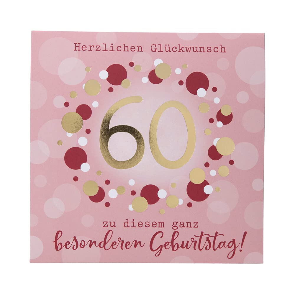 Depesche 0011694-009 Pop-Up Greeting Card for 60th Birthday Folding Card with Music Light Elements and an Original Saying Birthday Card with Envelope 15.5 x 15.5 cm