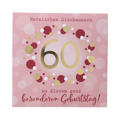 Depesche 0011694-009 Pop-Up Greeting Card for 60th Birthday Folding Card with Music Light Elements and an Original Saying Birthday Card with Envelope 15.5 x 15.5 cm