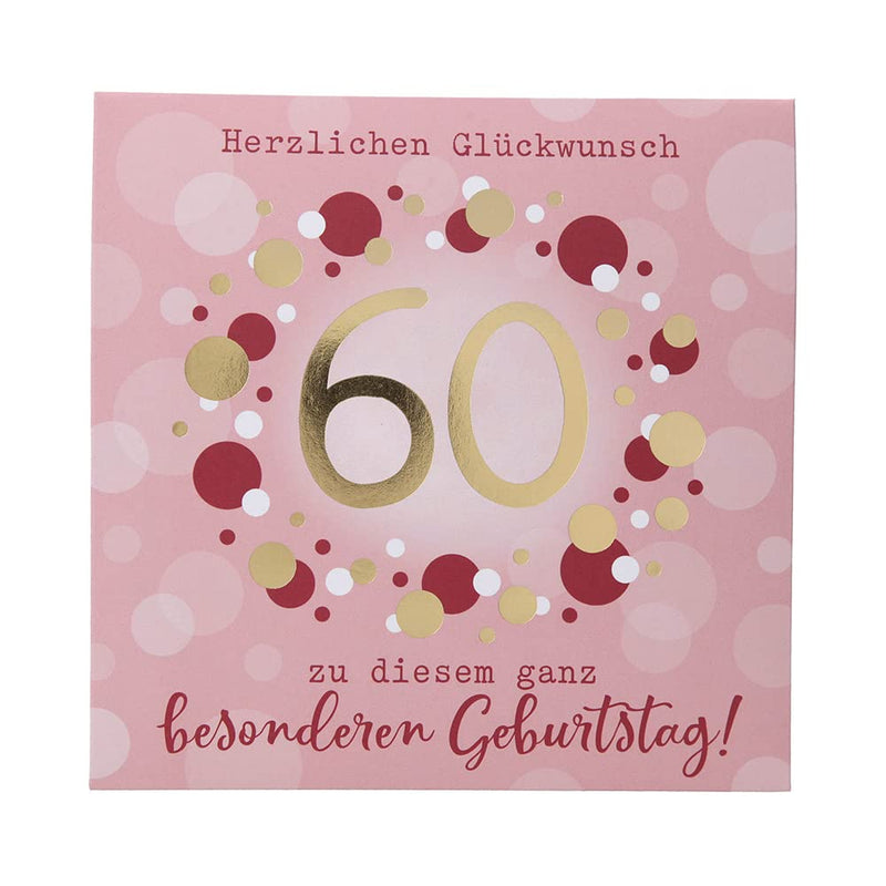 Depesche 0011694-009 Pop-Up Greeting Card for 60th Birthday Folding Card with Music Light Elements and an Original Saying Birthday Card with Envelope 15.5 x 15.5 cm