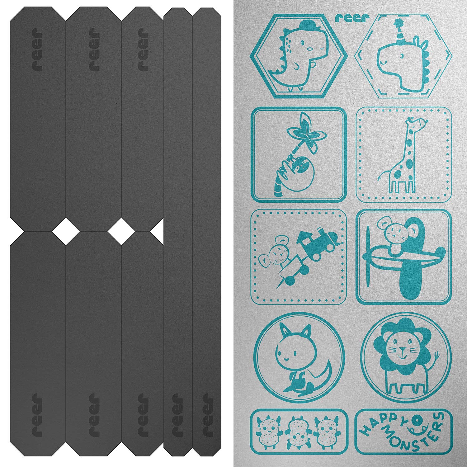 reer 53141 LightReflex Reflective Sticker Set, 18 Pieces, Various Sizes, Reflective Stickers for Pushchairs, Bikes, Jackets etc. Self-Adhesive Silver 39 g New Version
