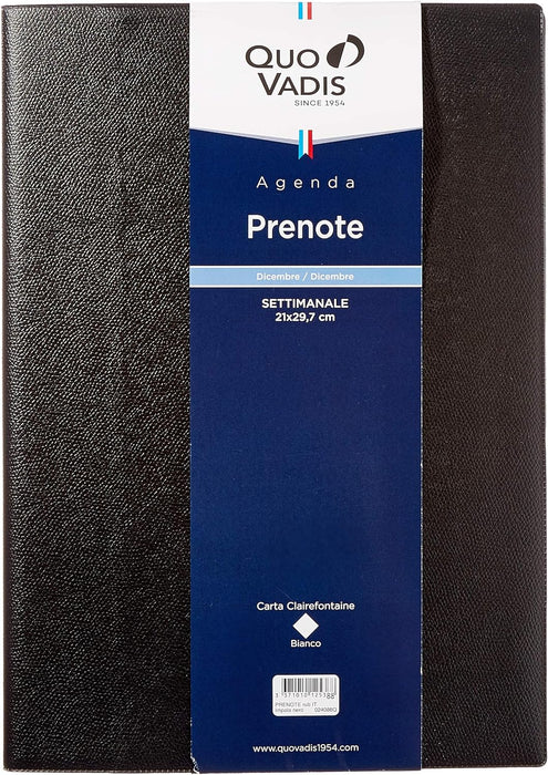 Quo Vadis Impala 024088Q Weekly Diary Planner A4 Format 21 x 29.7 cm, Black