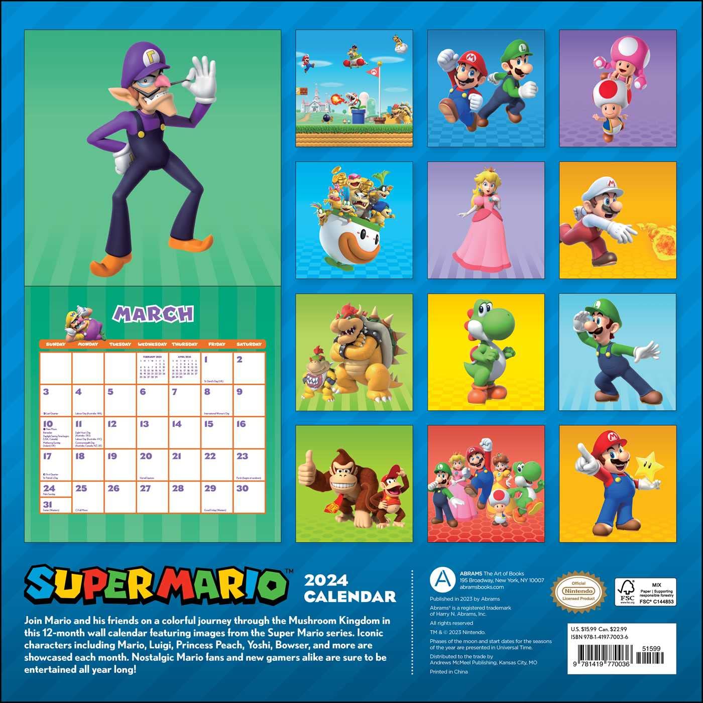 Wall - Cal 24 Super Mario 2024 Wall Calendar