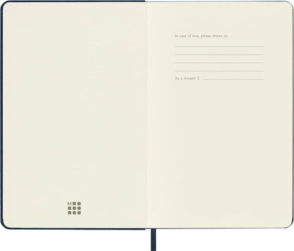 Moleskine Classic Plain Paper Notebook, Hard Cover and Elastic Closure Journal, Color Sapphire Blue, Size Medium 11.5 x 18 cm, 208 Pages Sapphire Blue Medium Plain