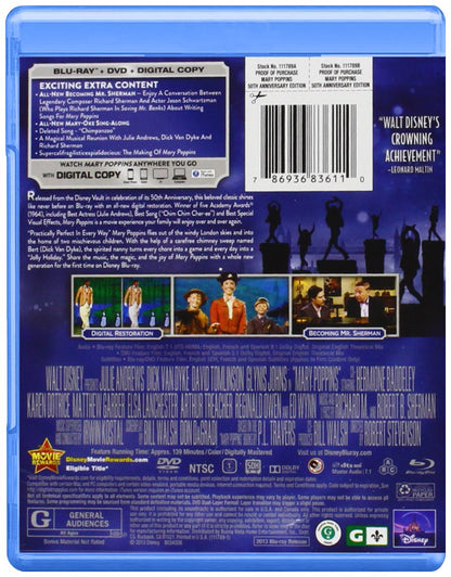 Mary Poppins: 50th Anniversary Edition (Blu-ray + DVD + Digital Copy)