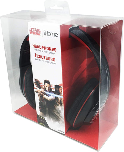 EKids Star Wars Headphones with in-line Microphone for Kids in Black and Red