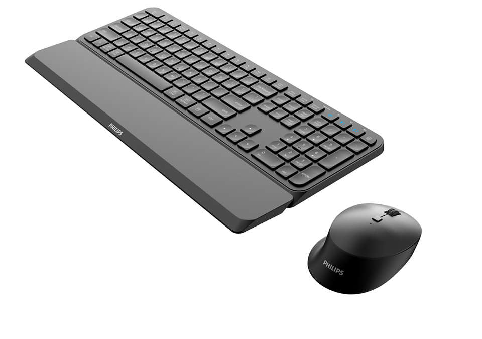 Philips 6000 series SPT6607B/39 keyboard Mouse included RF Wireless + Bluetooth UK English Black