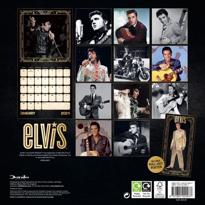 Elvis Presley 2024 Square Wall Calendar
