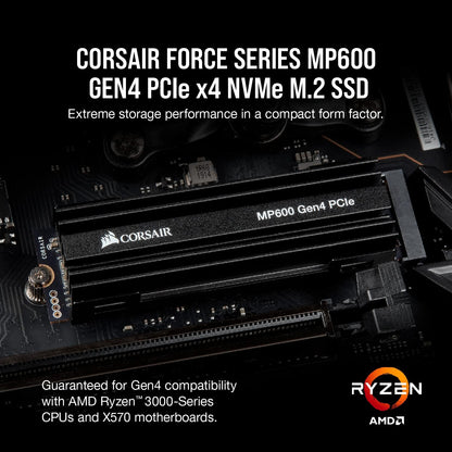 Corsair Force Series MP600 1TB M.2 NVMe PCIe x4 Gen4 SSD (Sequential Read Speeds of up to 4,950 MB/s and Write Speeds of up to 4,000 MB/s, High-Density 3D TLC NAND) Black 1 TB