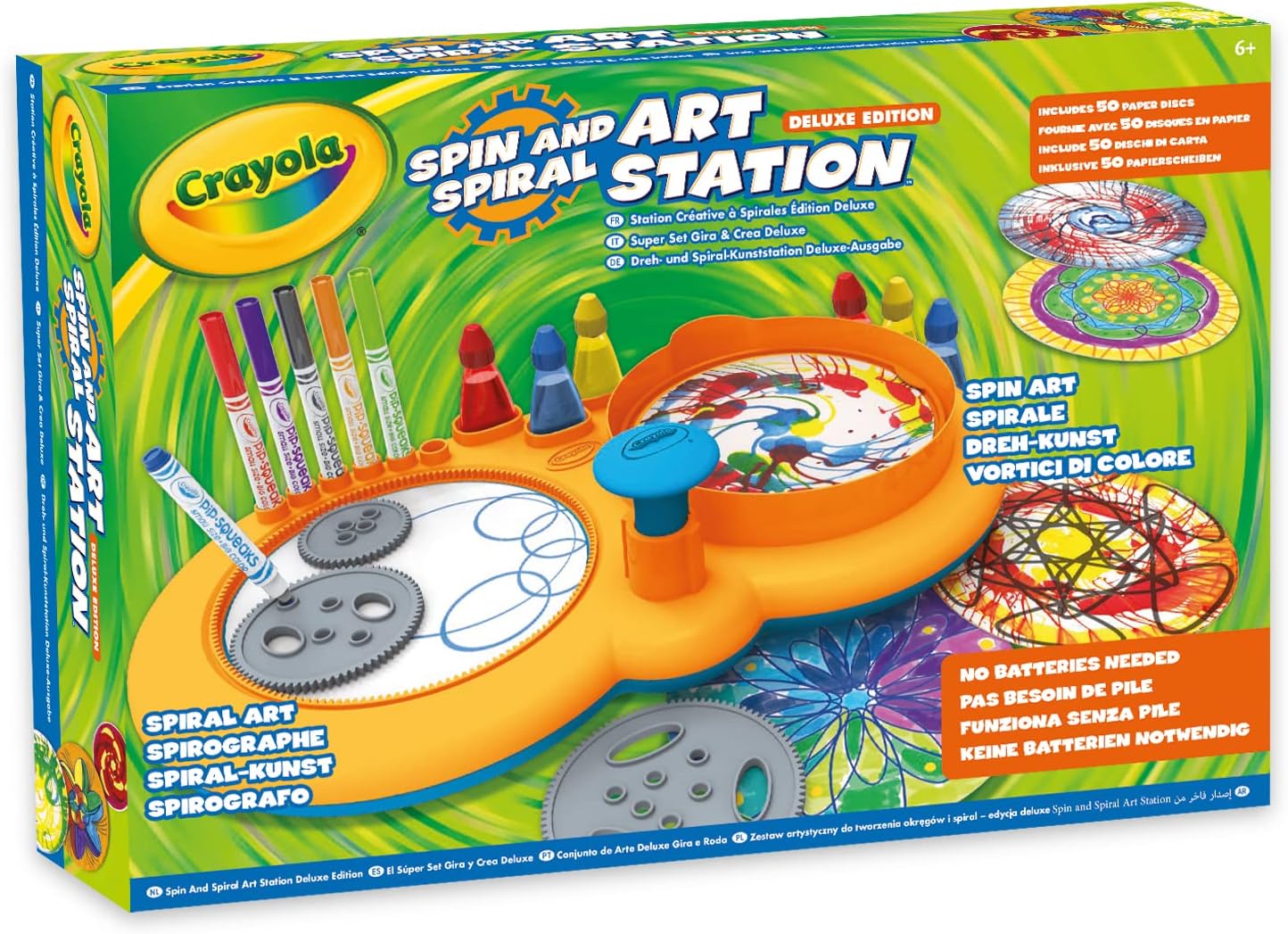 CRAYOLA - Super Set Gira and Create Deluxe, to Create Mandalas and Color Swirls with Markers and Coloured Inks, Creative Activity and Gift for Children, from 6 Years, Multicolor, 66 Pieces, 74-7499