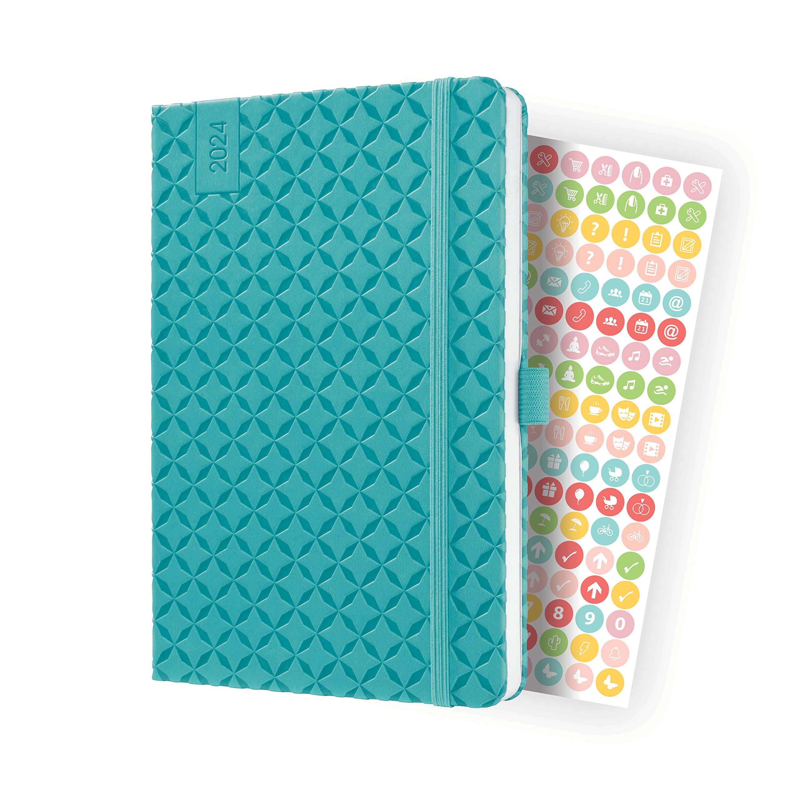 SIGEL J4103 Jolie Weekly planner 2024, hardcover, 13,5 x 20,3 cm, 174 pages, petrol Blue petrol ca. A5