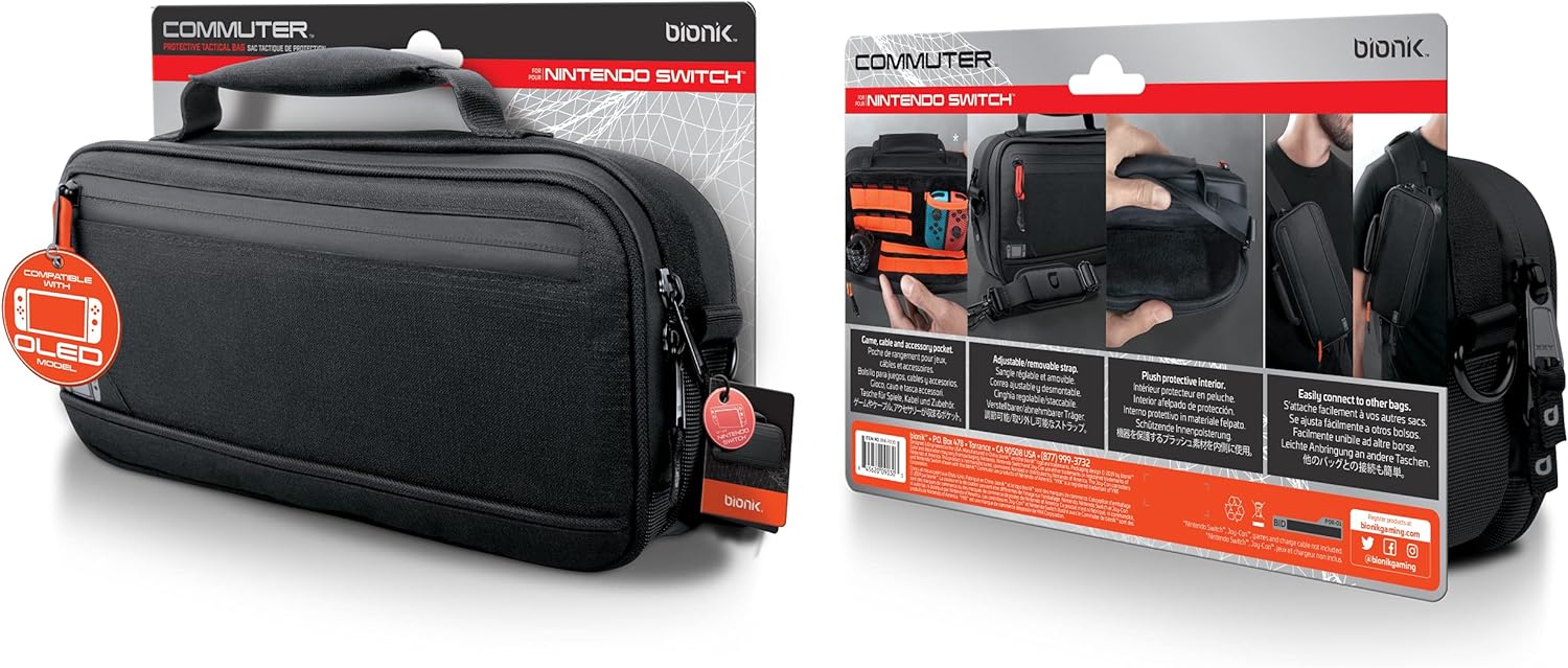 bionik BNK-9030 Commuter Reinforced Tactile Bag for Nintendo Switch and Accessories, Black