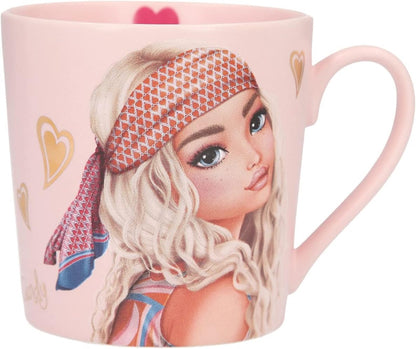 Depesche 12034 TOPModel Seventies Mug in Light Pink with Model Motif Lettering and Gold Highlights Drinking Cup with Porcelain Handle Capacity Approx. 300 ml