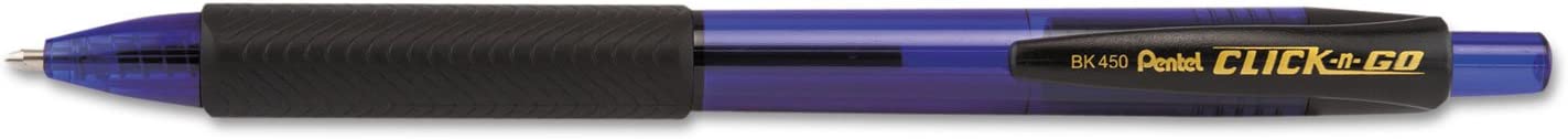 Pentel - Pentel Kachiri Retractable Ballpont Pen 1.0mm Tip 0.5mm Line Black (Pack 12) - BK450A-A