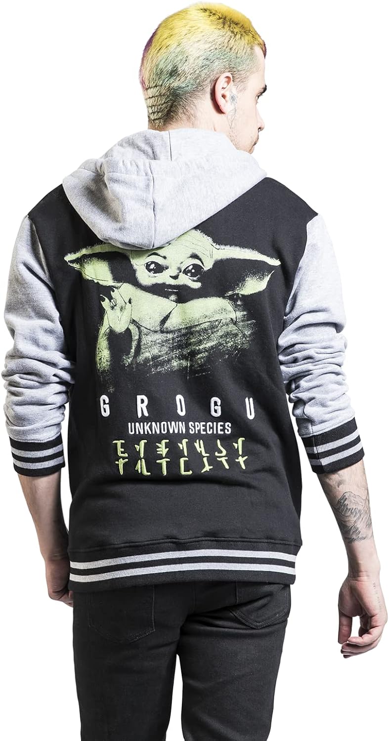 Star Wars The Mandalorian Grogu Men's Hooded Jacket Black/Grey Mottled M Black/Grey Mottled
