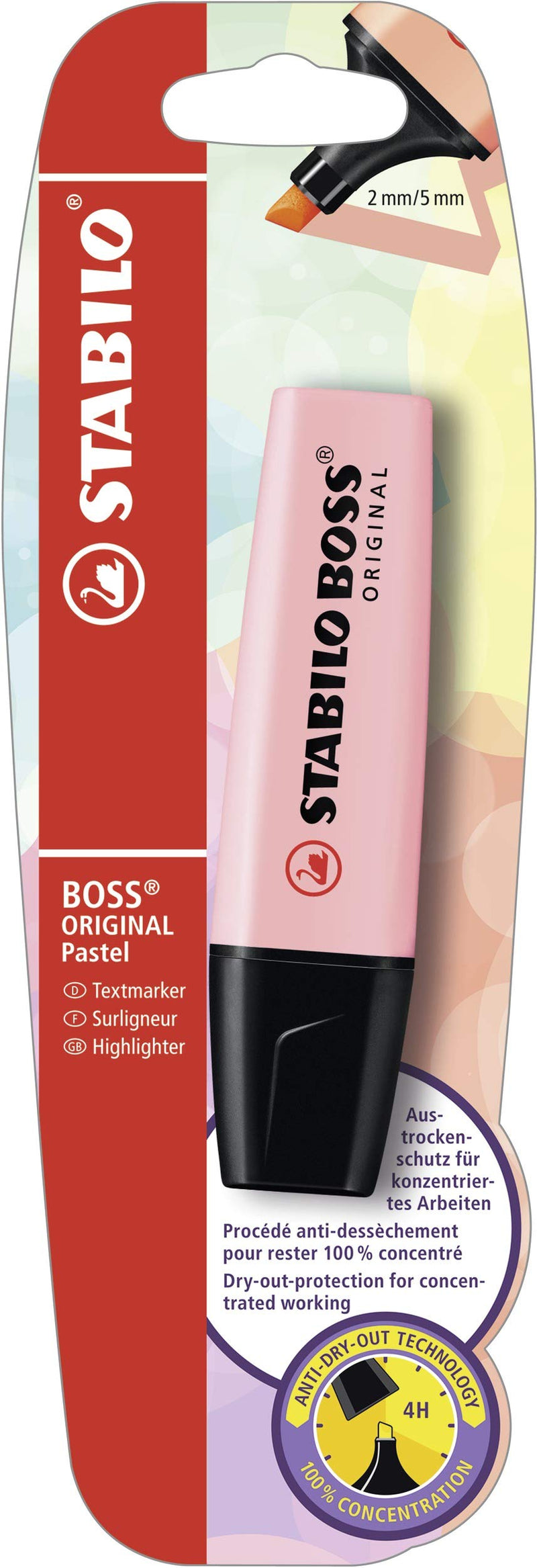 Highlighter - STABILO BOSS ORIGINAL Pastel - Pack of 1 - Pink Blush Pack of 1 Pink Blush