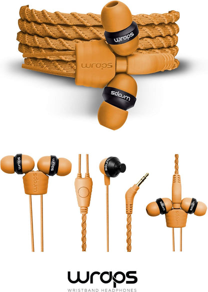 Wraps Wearable Braided Wristband Headphone Earbuds, Talk Sunrise (WRAPSCSUN-VI5M) Sunrise Talk