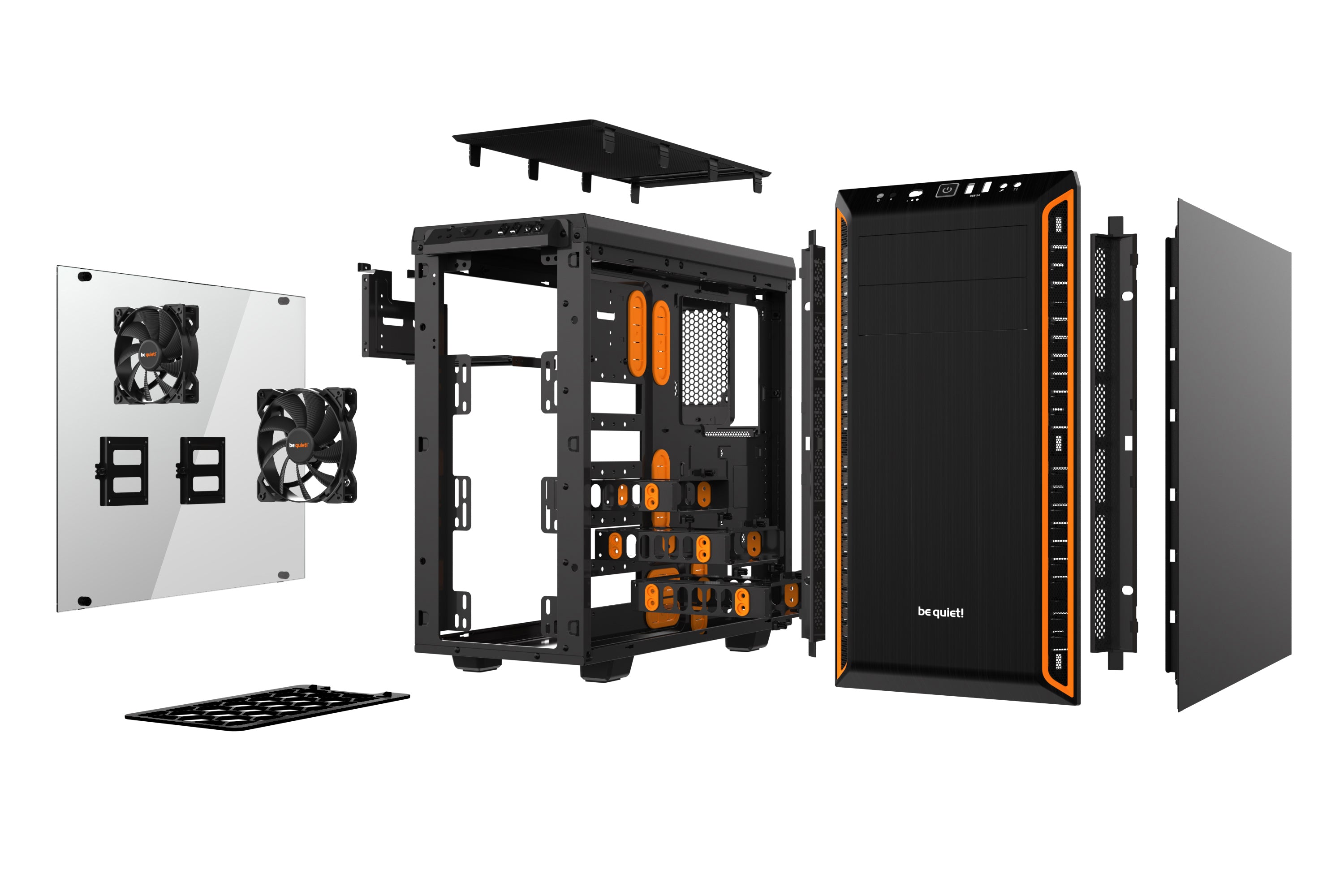 be quiet! Pure Base 600 Window Midi Tower Black, Orange