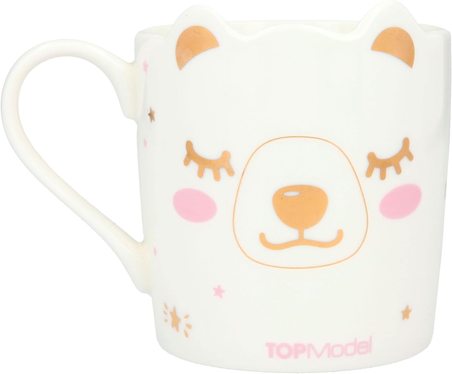 Depesche 12033 TOPModel Iceworld Mug in White with Model Polar Bear Ears and Gold Print, Drinking Cup with Porcelain Handle, Capacity: Approx. 300 ml, Multi-Coloured