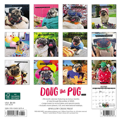 Doug the Pug 2024 7 X 7 Mini Wall Calendar