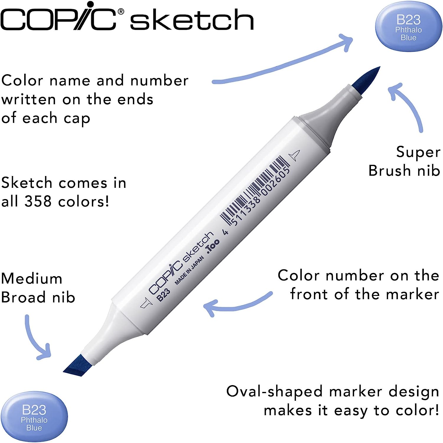 Copic Sketch, Alcohol-Based Markers, 36pc Set, Basic (New ver.) Basic: Bright, Basic Colors and a Variety of Grays: C1, C3, C5, C7, C9, W1, W3, W5, W7, W9, 100, 110, B05, B06, B14, B29, B32, B39, E09,
