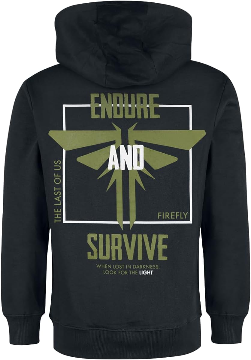 The Last Of Us Fireflies Lettering Graffiti Men's Hooded Jacket Black Fan Merchandise Gaming TV Series XL Black