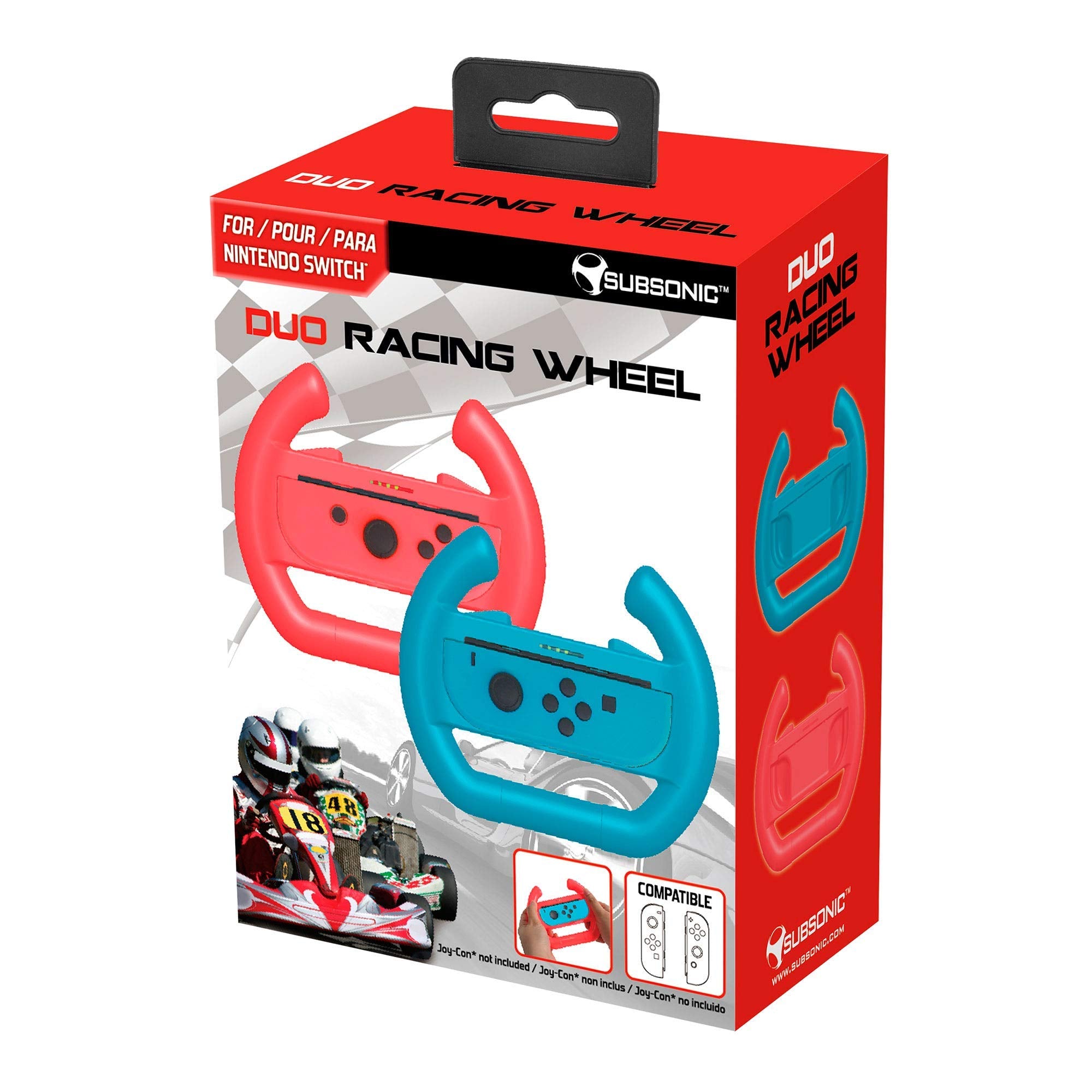 Subsonic - Pack Of 2 Steering Wheels For JoyCons Nintendo Switch Blue&Red Steering Wheel