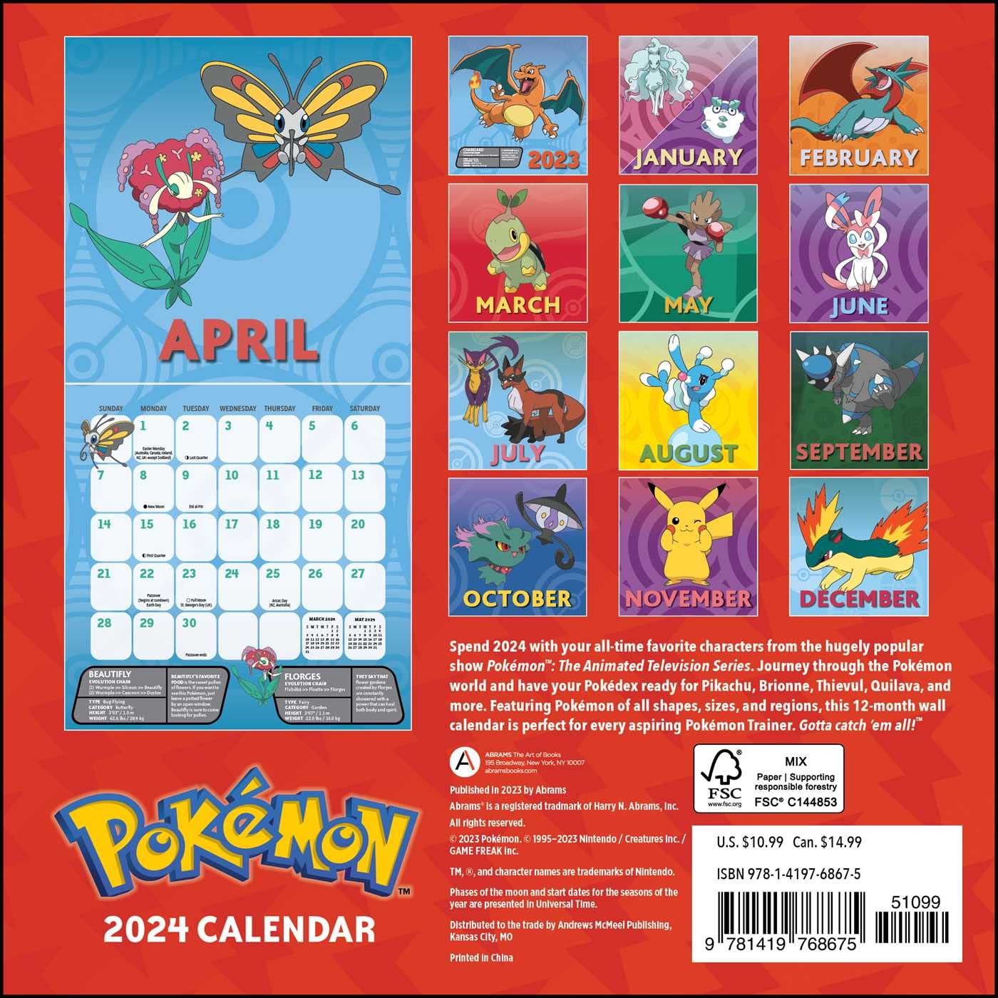 Pokémon 2024 Mini Wall Calendar