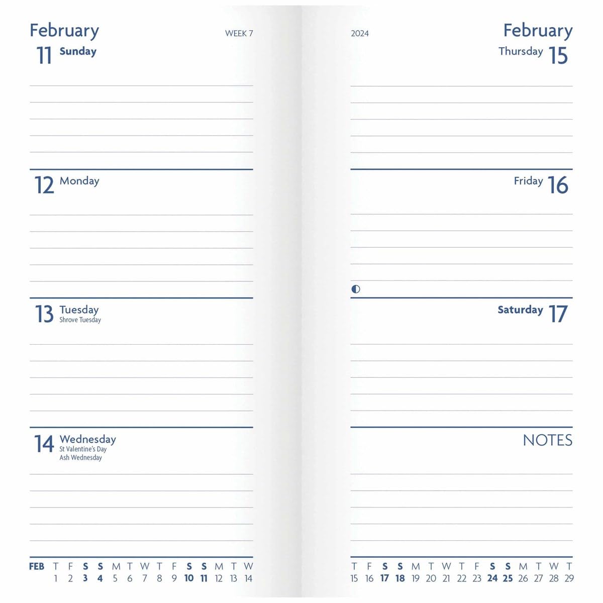 2024 Fashion Diary Sunday Start Purple Soft Touch Slim Diary