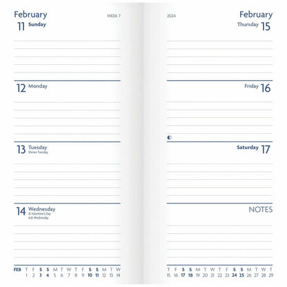 2024 Fashion Diary Sunday Start Purple Soft Touch Slim Diary