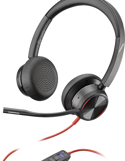 Polycom - Poly Blackwire 8225 M USB A Headset ANC Microphone Certified for Microsoft Team with Built in Teams Button Flexible Boom