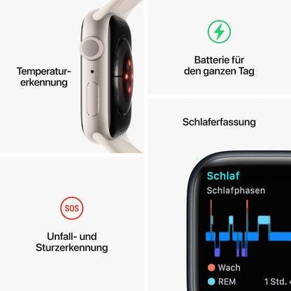 Apple Watch SE (2. Generation) (GPS, 40 mm) Smartwatch - Aluminiumgehäuse Polarstern, Sport Armband Polarstern - Regular. Fitness-und Schlaftracker, Unfallerkennung, Herzfrequenzmesser, Wasserschutz