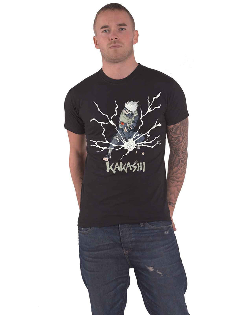 Naruto T Shirt Kakashi Stance Logo Official Manga Mens Black XL