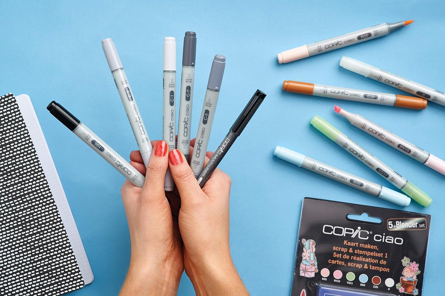Copic Ciao 5+1 Marker Set - Pastels (Pack of 5 + Multiliner Pen) Copic Ciao Set includes Marker - Pastels (Pack of 5)/ Multiliner Pen