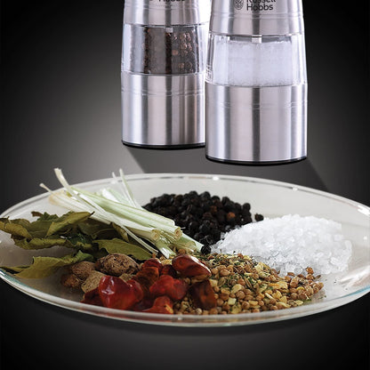 Russell Hobbs Electric Salt and Pepper Mill Set, Adjustable Mill - Brushed Steel