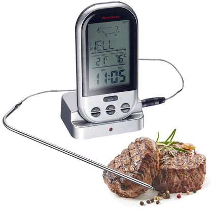 Westmark Digital Wireless Roasting Thermometer, with Portable Receiver with 30 m Range, Stainless Steel/Plastic, Silver/Black, 12922260 radio