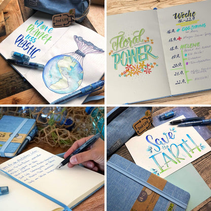 ONLINE 04072/6 Notebook DIN A6 2nd Life, Envelope Made from Recycled PET for a Clean Environment, FSC Paper 80 g/m² Dots, 96 Sheets Notebook A6