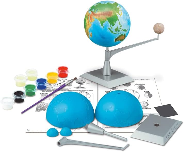 4M Kidzlabs Earth & Moon Model Kit – STEM Toys Science Lab DIY Orbit Planetarium Educational Gift