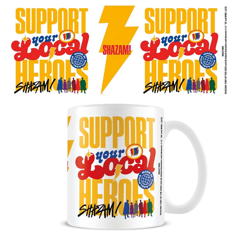 Pyramid International Shazam! Fury of The Gods Mug in Presentation Gift Box (Support Your Local Heroes Design) 11oz Ceramic Coffee Mugs for Women and Men - Official Merchandise